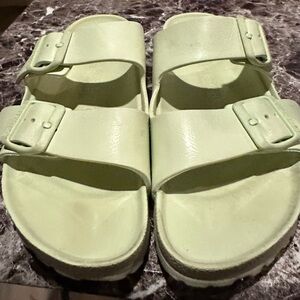 Light Green Double Strap Slide Sandals by Birkenstock